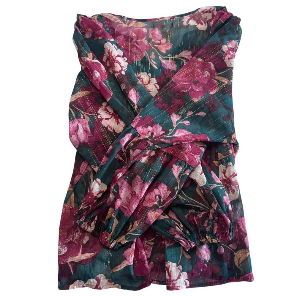 Maurices Women's Floral Print Long Sleeve Blouson Sleeve Blouse Size M - Picture 3 of 7